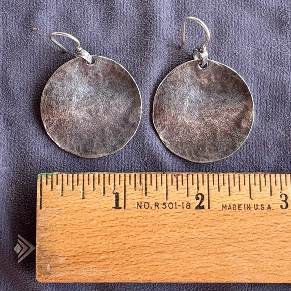 SILPADA Sterling Silver 925 Oxidized Textured Wavy Round Disc Earrings W1666 - Picture 4 of 5